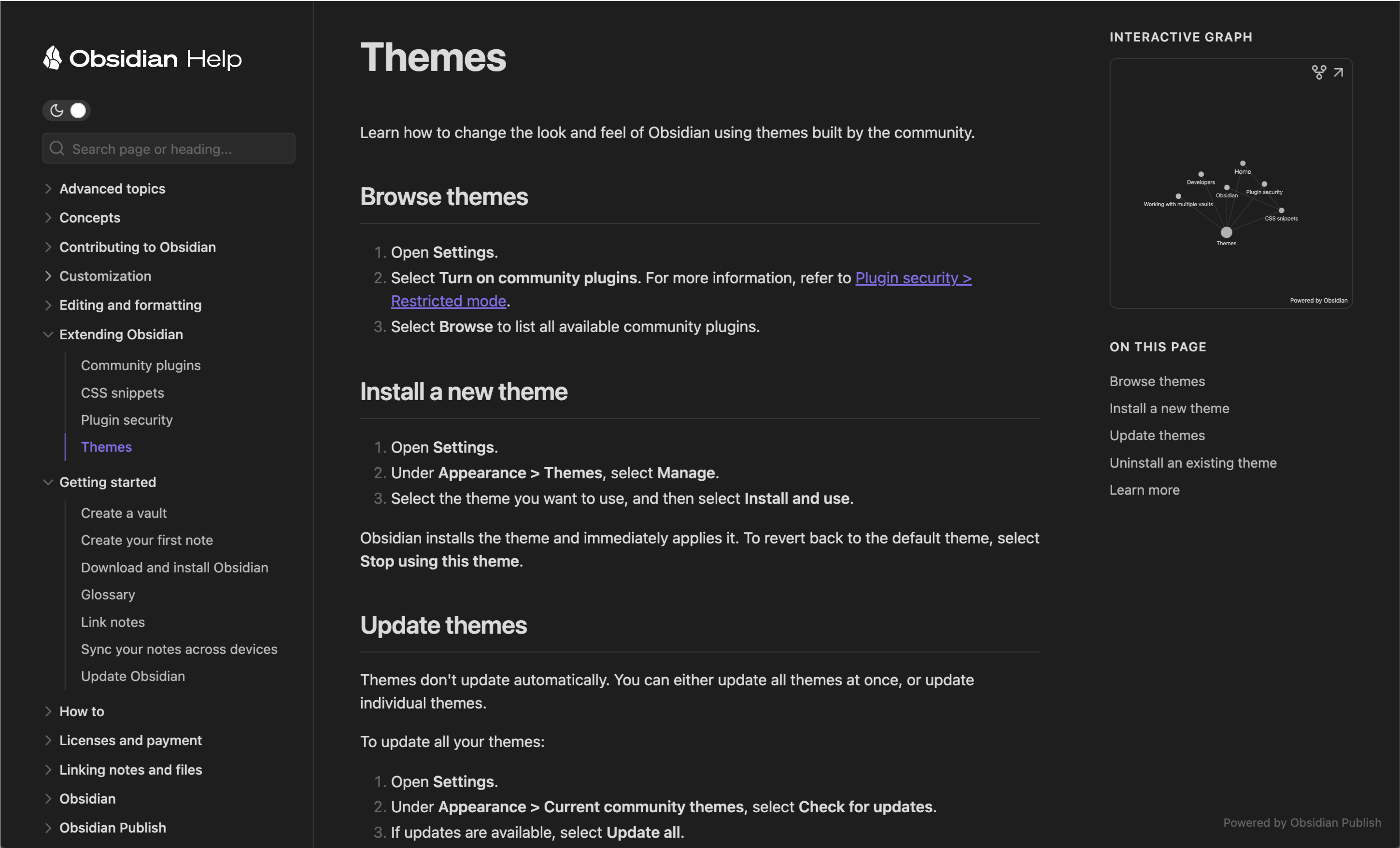Obsidian app interface after installation on Windows — dark theme note editor and sidebar